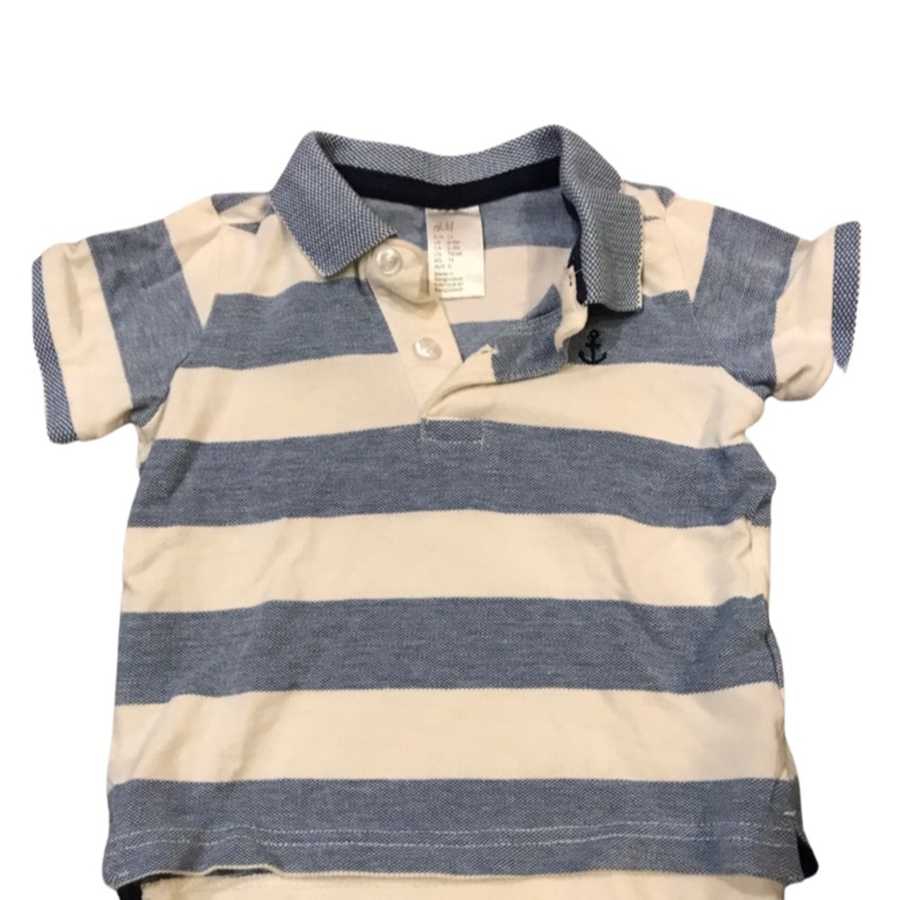 3/$15 H&M Baby Striped Polo Shirt 6-9 mo - Picture 1 of 11